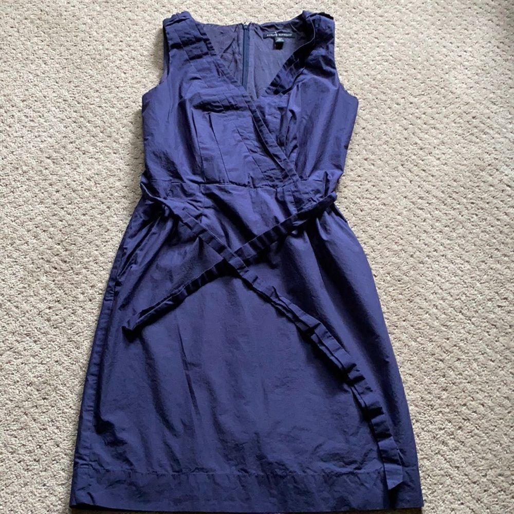 Banana Republic Navy Cotton Wrap Dress | Size 2P | Lined | Pockets